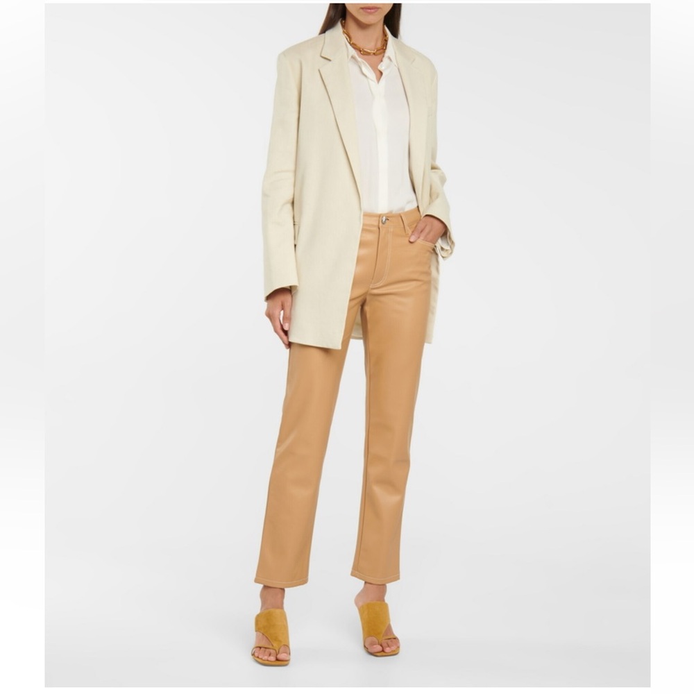 STAUD - Elliot Faux Leather Straight Leg Pants - Camel - size 8